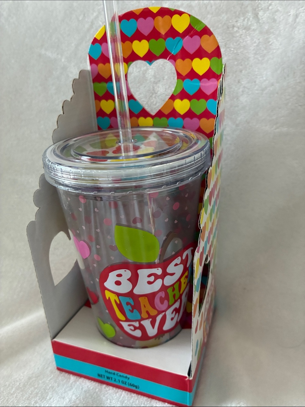 Othr Best Teacher Ever Acrylic Tumbler — Multicolor Hearts